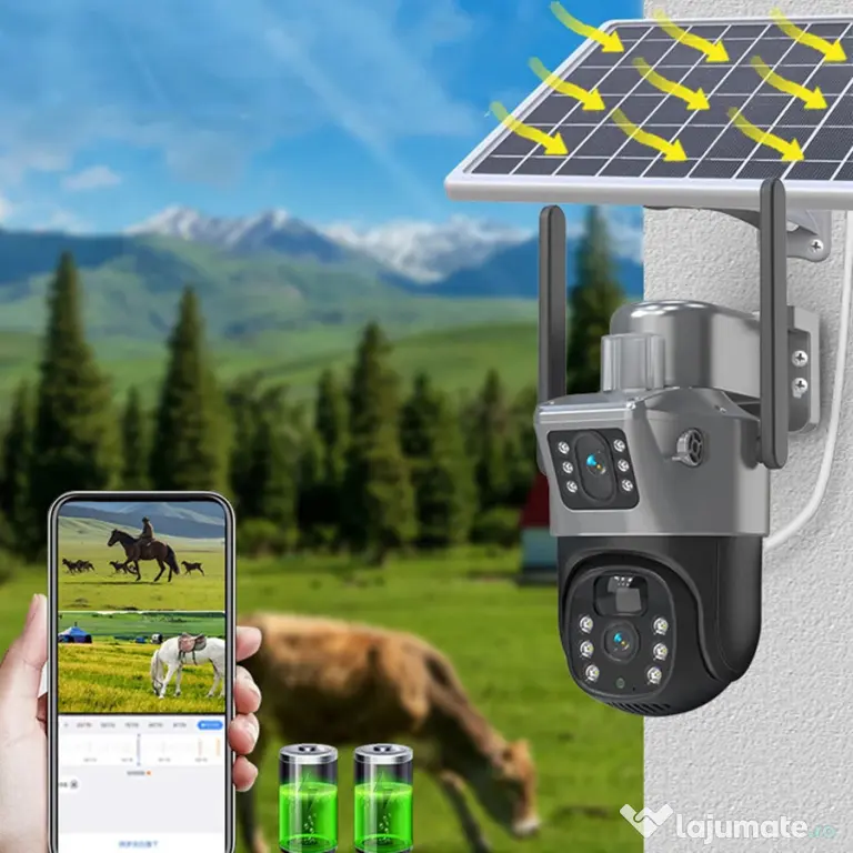 Cameră Solară AOV V2 Dual-Lens – 4G + WIFI, Radar + PIR, Panou Solar