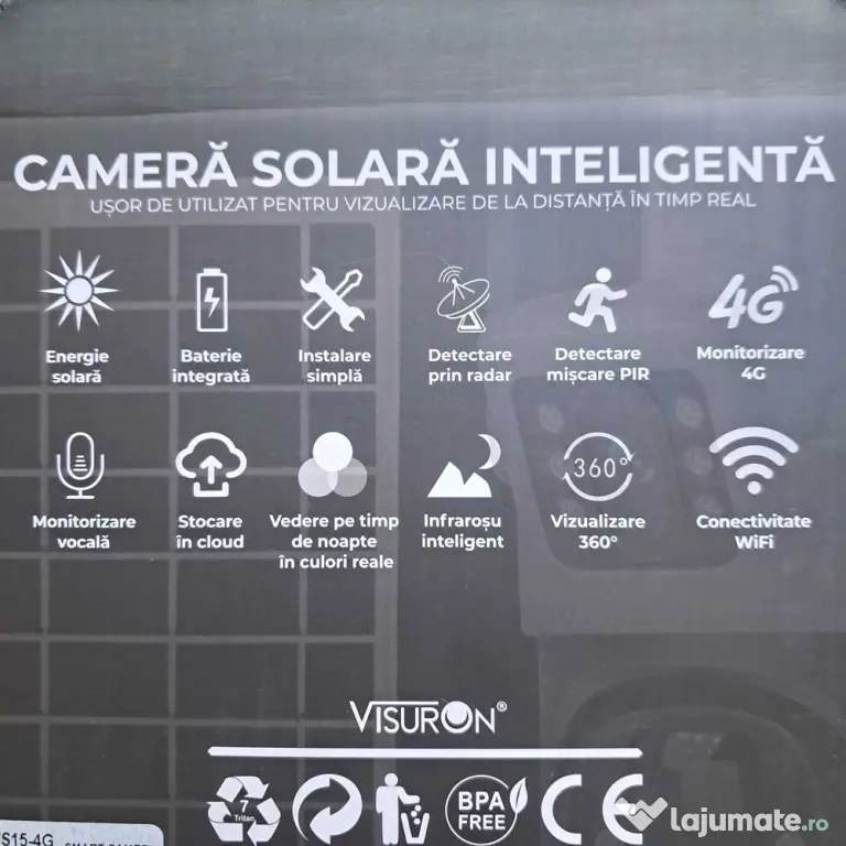 Cameră Solară AOV V2 Dual-Lens – 4G + WIFI, Radar + PIR, Panou Solar