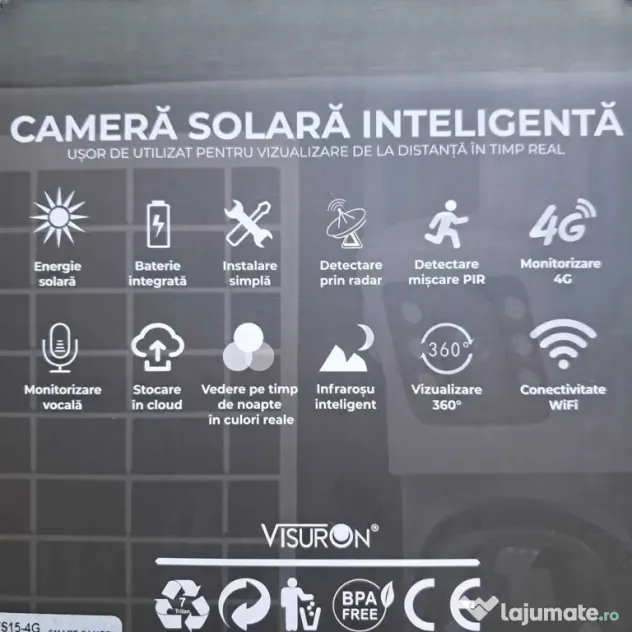 Cameră Solară AOV V2 Dual-Lens – 4G + WIFI, Radar + PIR, Panou Solar