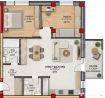 Apartament cu 3 camere, 72.50 mp, zona Terra Gardens, Comisi