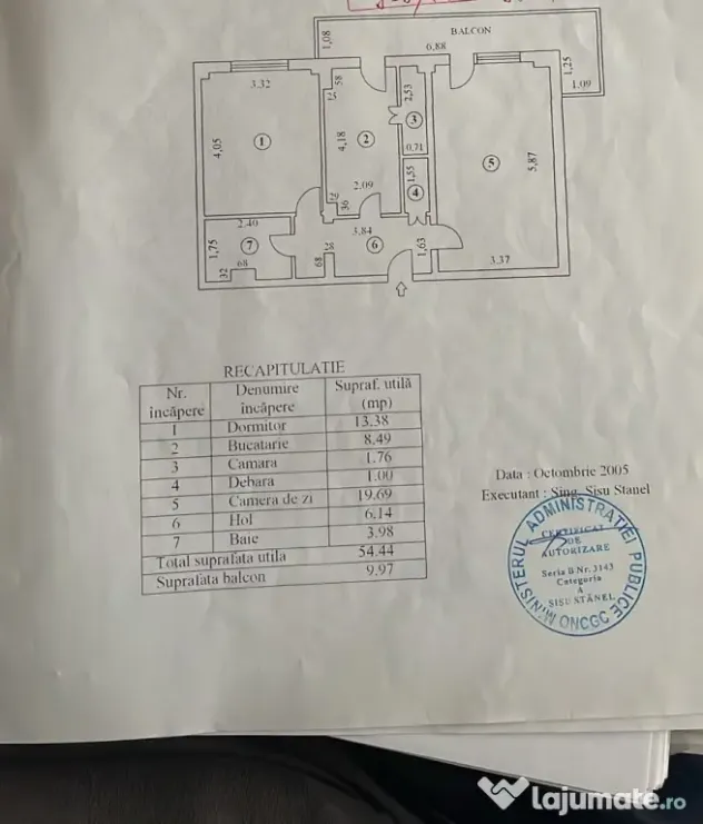 Apartament 2 camere, util 54 mp + balcon 9 mp, Centrul Civic Brăila
