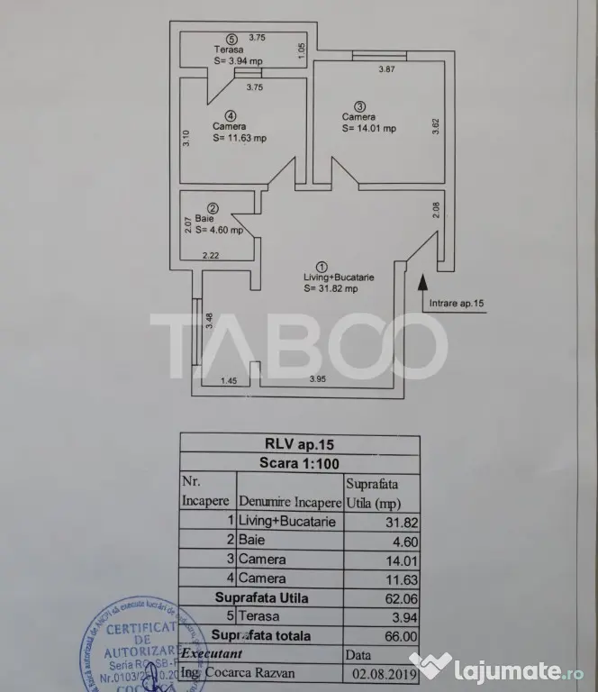 Apartament 3 camere decomandat mobilat balcon parcare Turnis - Sibiu (Sibiu)