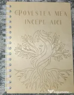 Agendă A5 din lemn „Povestea mea începe aici” design Copac–copertă reutilizabilă