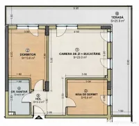 Apartament 3 camere 52.3 mp terasa 25.9 mp in Floresti zona 