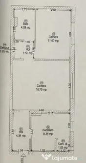 Apartament spatios - 2 camere - 55 mp - centrala proprie - D 
