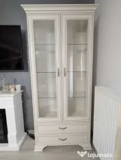 Vitrină mare Mobexpert Charme, crem/alb, 110 x 45 x 202 cm 