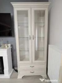 Vitrină mare Mobexpert Charme, crem/alb, 110 x 45 x 202 cm 