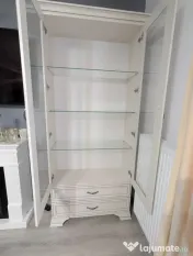 Vitrină mare Mobexpert Charme, crem/alb, 110 x 45 x 202 cm 