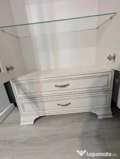 Vitrină mare Mobexpert Charme, crem/alb, 110 x 45 x 202 cm 
