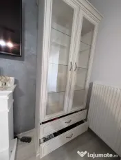 Vitrină mare Mobexpert Charme, crem/alb, 110 x 45 x 202 cm 