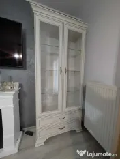 Vitrină mare Mobexpert Charme, crem/alb, 110 x 45 x 202 cm 