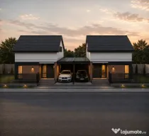 Duplex 4 camere despartit prin carport - Asfalt - Mosnita