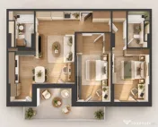Apartament 3 camere, 81 mp utili + terasă 15 mp, etaj 8, zo 