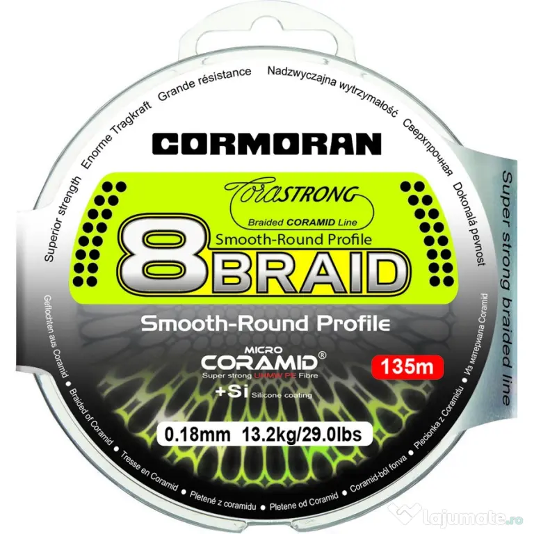 CORMORAN FIR TEXTIL CORMORAN CORASTRONG 8BRAID, VERDE, 135m 0.30mm/28.8kg