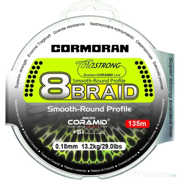 CORMORAN FIR TEXTIL CORMORAN CORASTRONG 8BRAID, VERDE, 135m 0.30mm/28.8kg