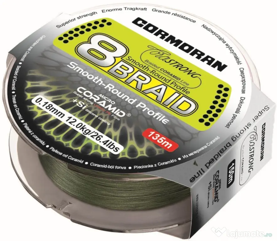 CORMORAN FIR TEXTIL CORMORAN CORASTRONG 8BRAID, VERDE, 135m 0.30mm/28.8kg