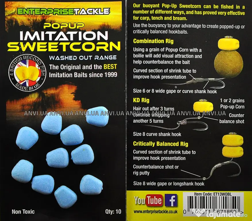 ENTERPRISE TACKLE POPUP SWEETCORN BLUE 10buc.