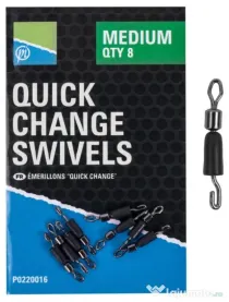 PRESTON VARTEJ CU AGRAFĂ RAPIDĂ PRESTON QUICK CHANGE SWIVELS, 8buc M