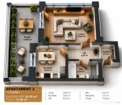 Apartament modern cu 1 cameră și terasă generoasă, în R 