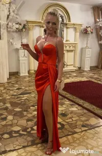 Rochie lungă elegantă, pentru ocazie, nuntă, petrecere, nașă, domnișoară onoare 