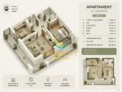 Vânzare Apartament 3 camere | Terasa 25 mp | Popești Leordeni | Metrou Berceni