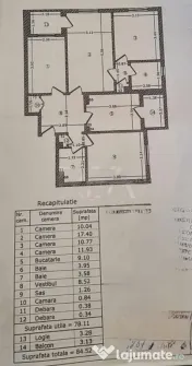 4 camere Teiul Doamnei, centrală, inst. schimb., an 1984, 8 