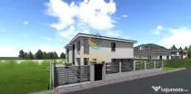 Casă cubică P+1, 142mp utili, placă beton peste etaj, 250mp teren