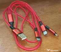 Cablu 3 în 1 USB – USB-C / Micro USB / Lightning