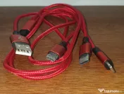 Cablu 3 în 1 USB – USB-C / Micro USB / Lightning