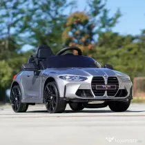Masinuta electrica Bmw M4 2x45W, 12V 7Ah, cu roti moi, scaun tapitat culoare gri