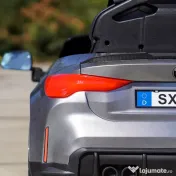 Masinuta electrica Bmw M4 2x45W, 12V 7Ah, cu roti moi, scaun tapitat culoare gri 