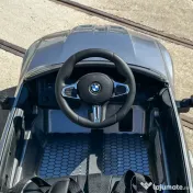 Masinuta electrica Bmw M4 2x45W, 12V 7Ah, cu roti moi, scaun tapitat culoare gri 