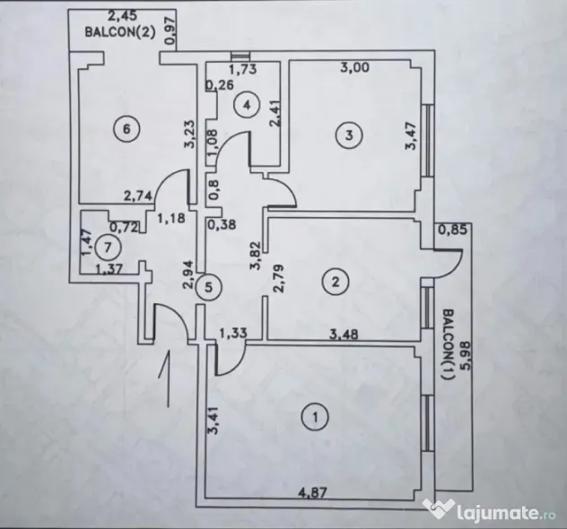 - Apartament 3 camere doua balcoane, suprafata 67mp, Vidin. - Braila (Braila)
