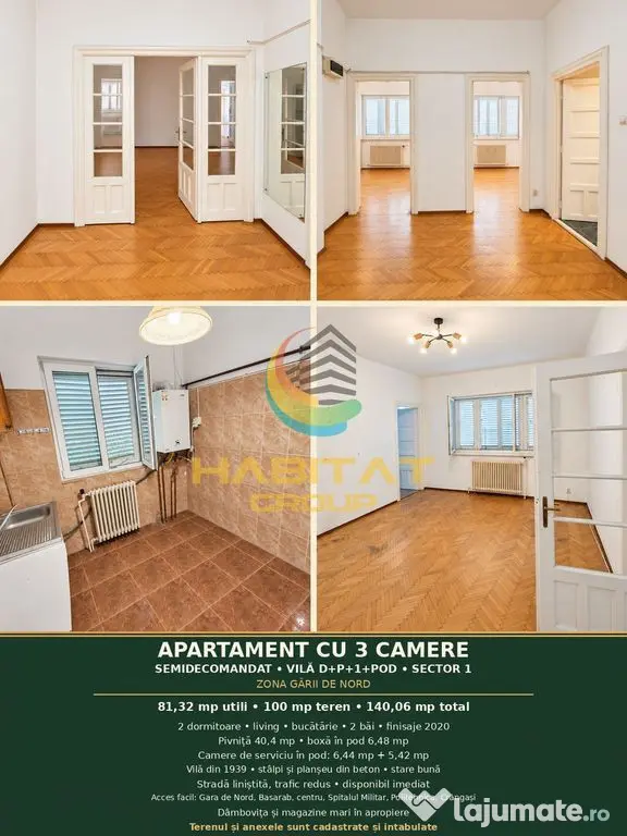 Apartament spațios cu 3 camere în vilă zona Gara de Nord - Bucuresti (Bucuresti-Ilfov)