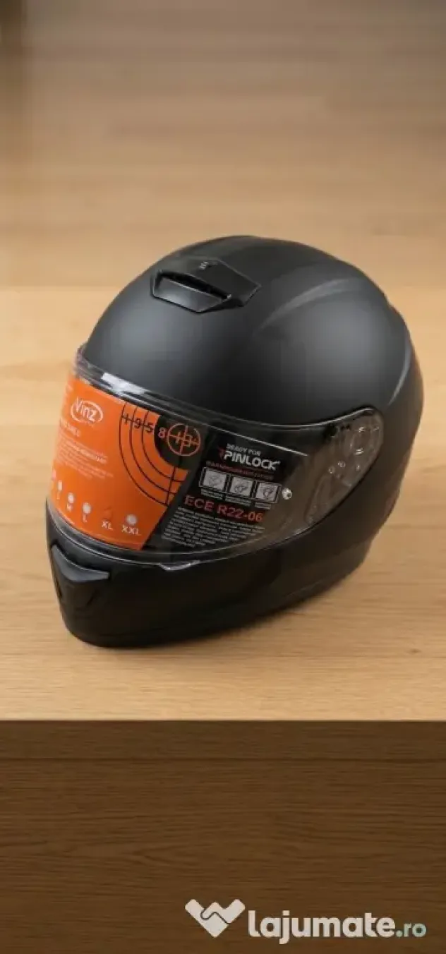 Cască moto modulară Vinz Negru Mat XL - Vizieră solară + Pinlock ready - Nouă