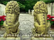 Statuetă leu mare cu blazon, auriu patinat, model S1. 