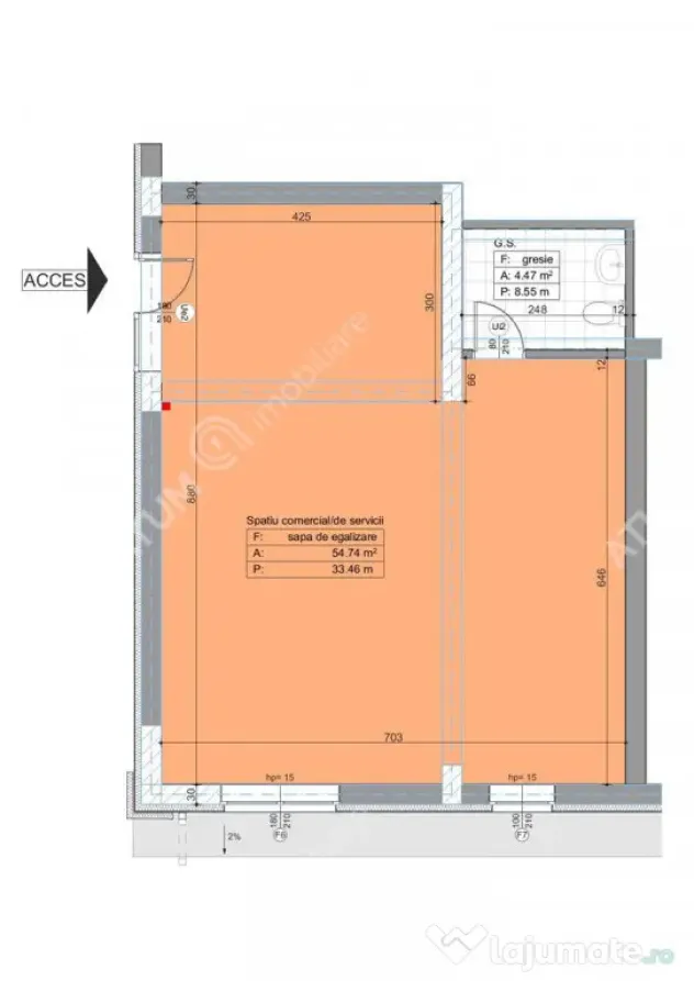Spatiu comercial de 59 mp cu 2 locuri de parcare in zona Pic