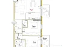 Apartament cu 3 camere, 73,49 mp, 2 balcoane, zona Louis Pas