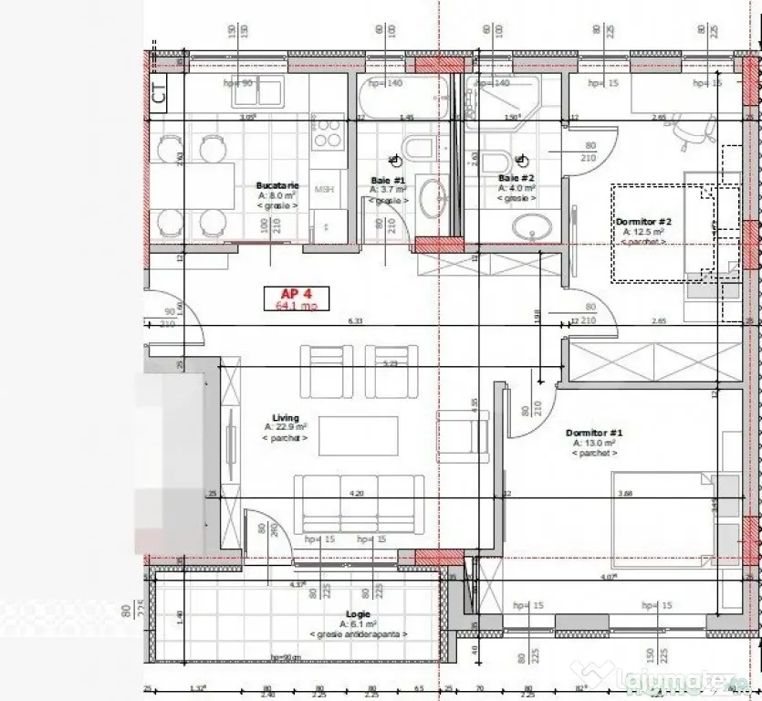 Apartament 3 camere, 2 bai, semidecomandat, Zona Cetatii - Floresti (Cluj)