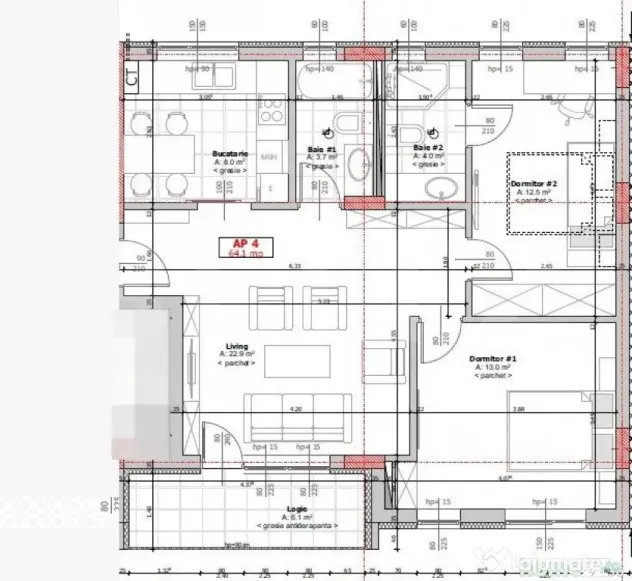 Apartament 3 camere, 2 bai, semidecomandat, Zona Cetatii - Floresti (Cluj)