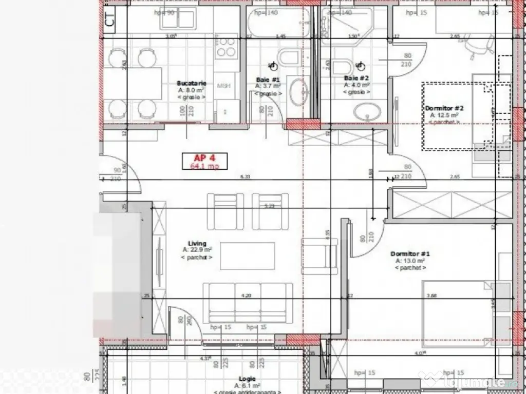 Apartament 3 camere, 2 bai, semidecomandat, Zona Cetatii