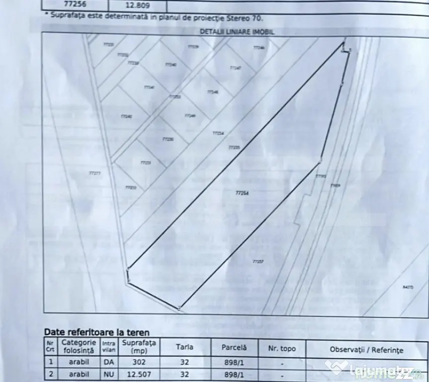 Teren de vanzare, 302 mp intravilan arabil, 12.507 mp extra