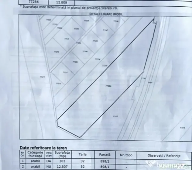 Teren de vanzare, 302 mp intravilan arabil, 12.507 mp extra