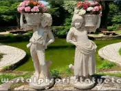 Statuete copii cu coșulețe, galben antichizat, model J3,J4. 