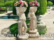 Statuete copii cu coșulețe, galben antichizat, model J3,J4. 