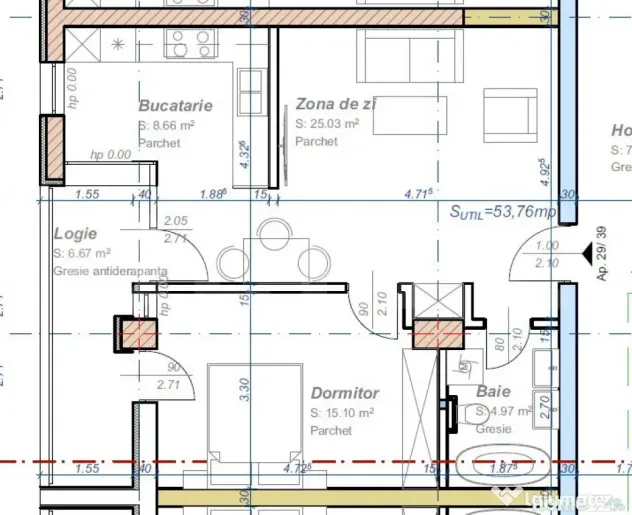 Apartament cu 2 camere, semidecomandat, 53 mp utili, logie 6 - Timisoara (Timis)