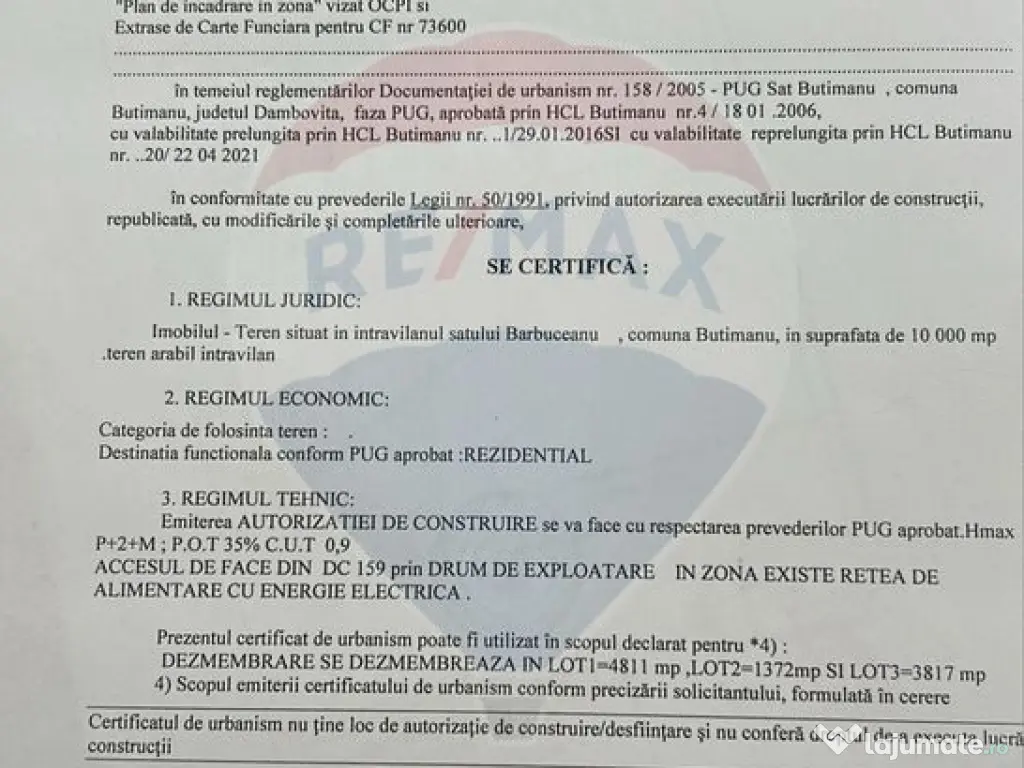 Vanzare teren intravilan Butimanu / sat Barbuceanu, judet...