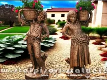 Statuete copii cu coșulețe, arămiu antichizat, model J3,J4.