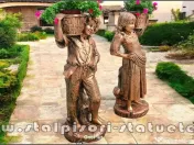 Statuete copii cu coșulețe, arămiu antichizat, model J3,J4. 