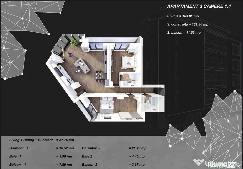 Apartament 2 camere zona Tomis Plus cu Incalzire in Pardo... - Constanta (Constanta)